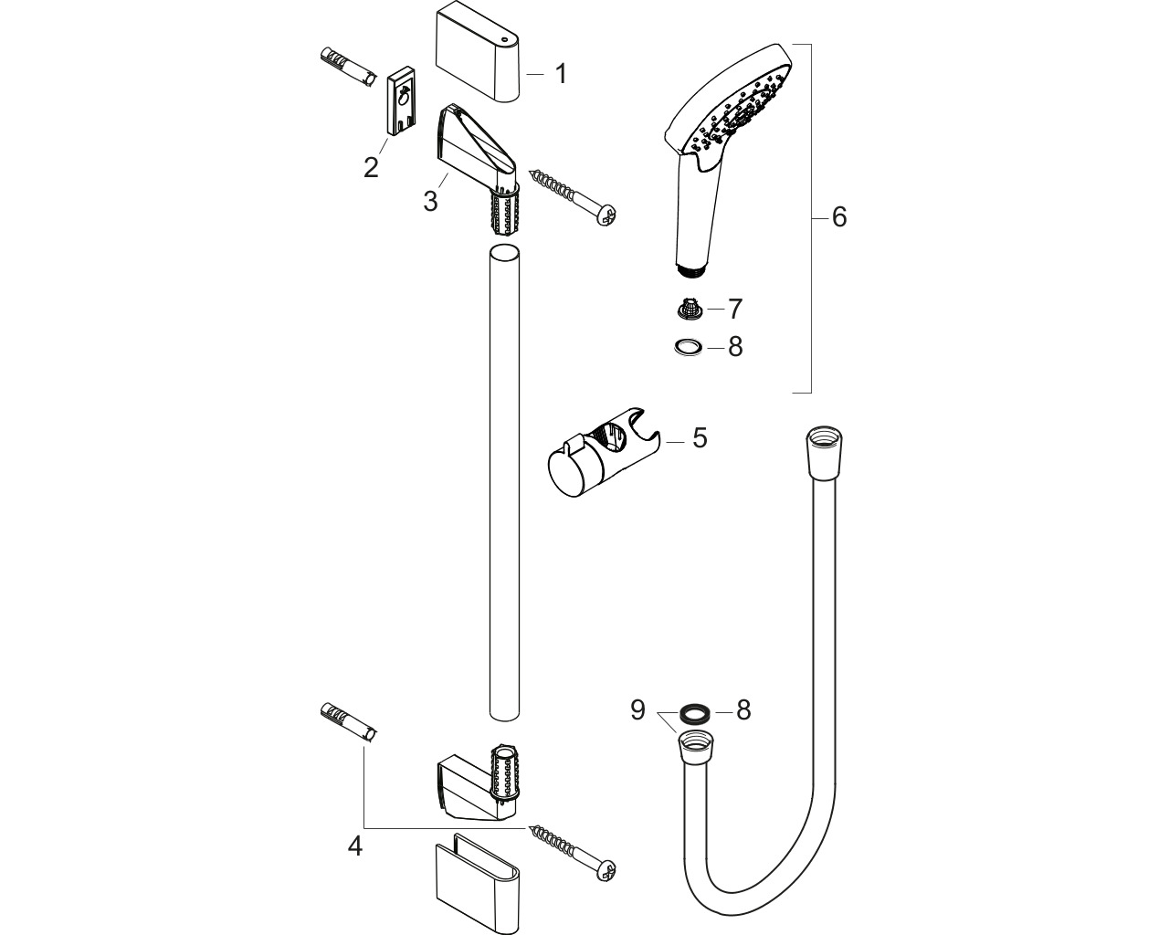 hansgrohe croma select s vario ecosmart / unicaæcrometta glijstangset 65 cm wit/chroom afbeelding 1