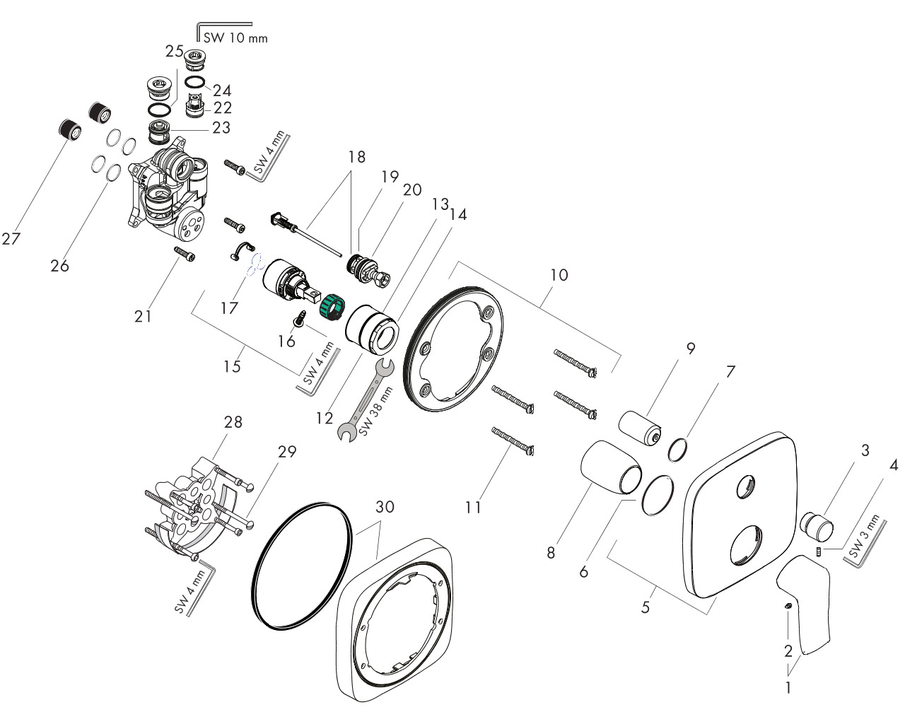 hansgrohe metris inb bmk +zeker.com rechthoekig afbeelding 1
