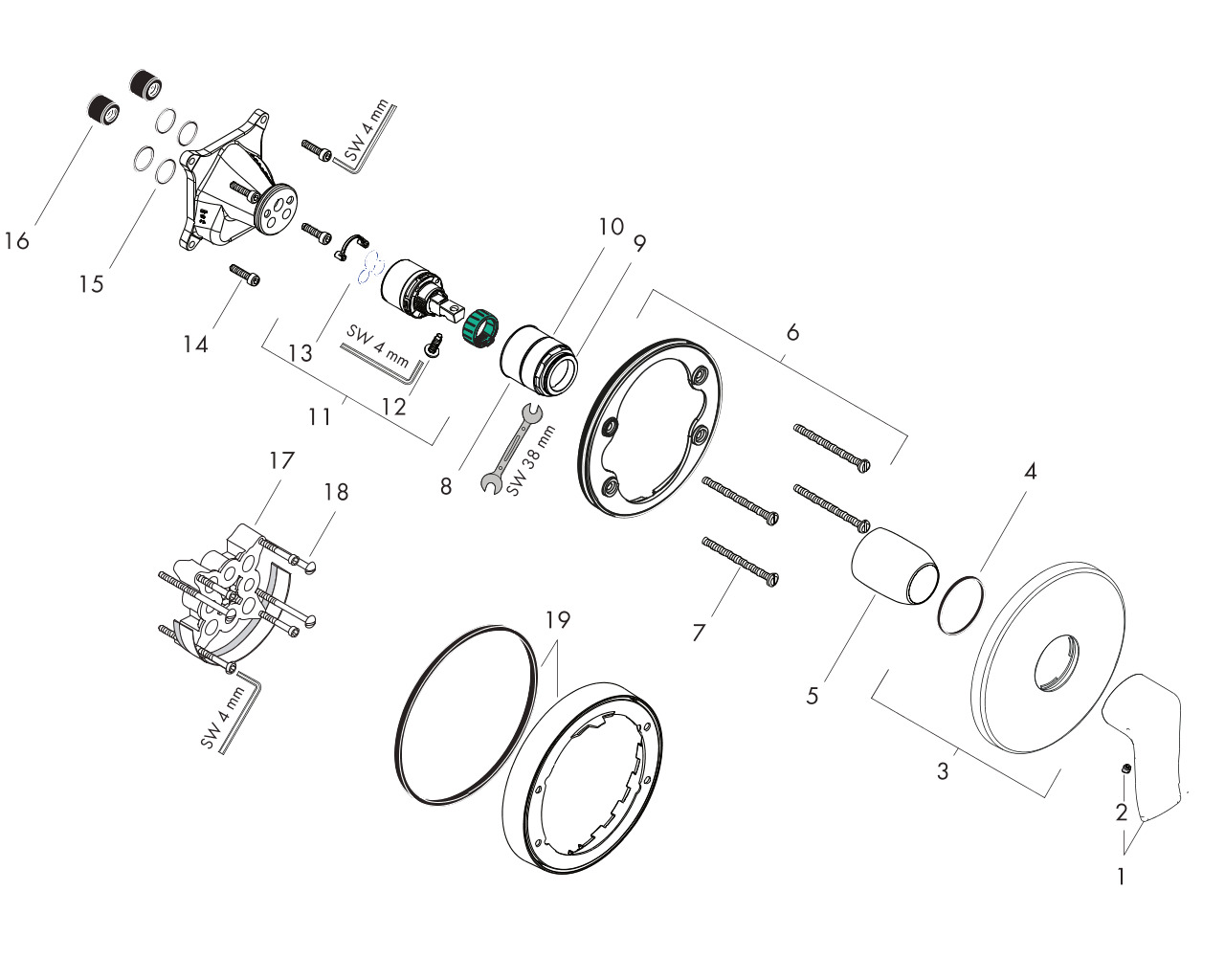 hansgrohe metris afbouw inbouw douchemengkraan 31685000 chroom afbeelding 1