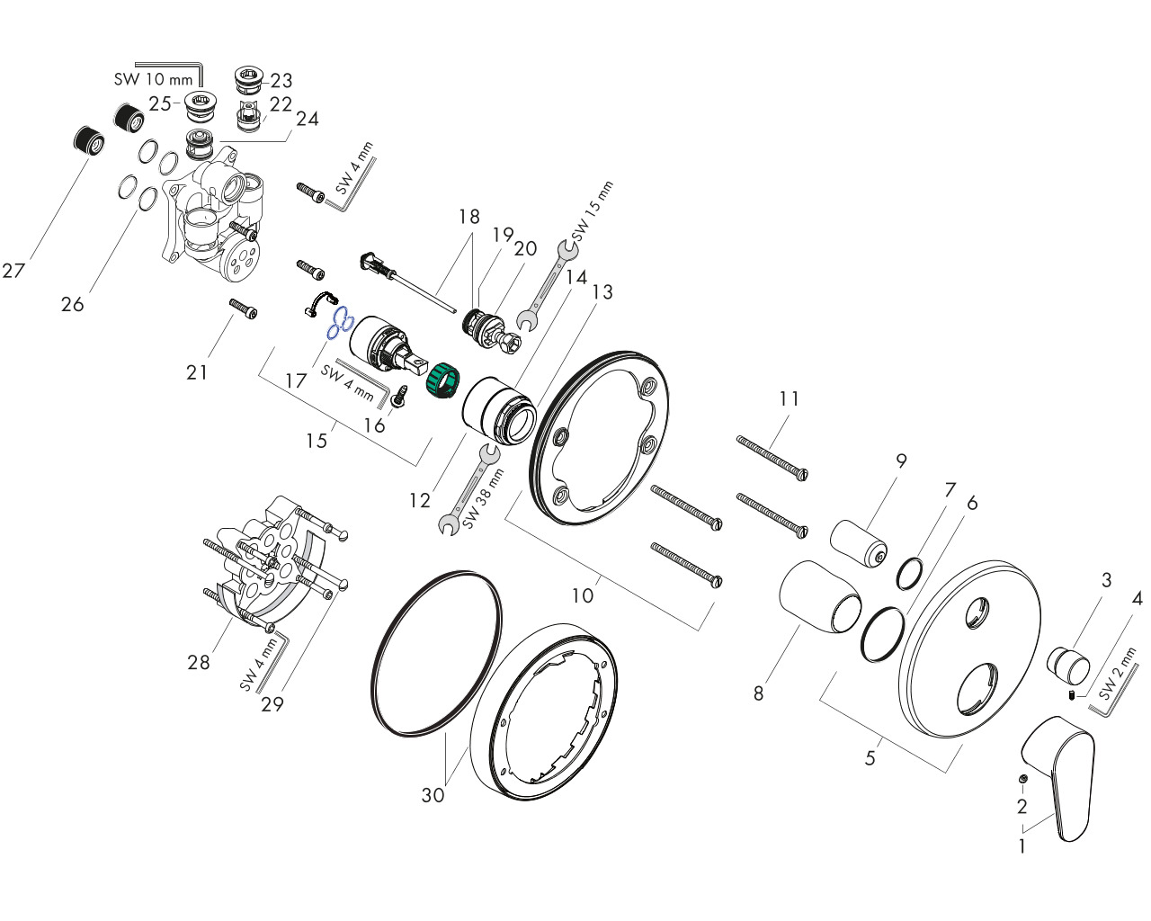 hansgrohe focus e2 afbd.1gr.inb.bmkr.m/zekerh.comb 31946000 chroom afbeelding 1