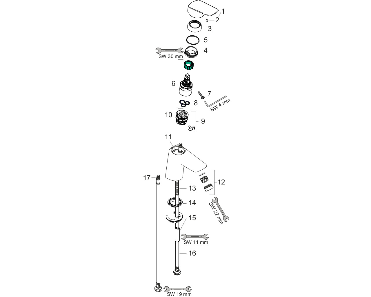 hansgrohe logis wtm 70 push-open chroom afbeelding 1