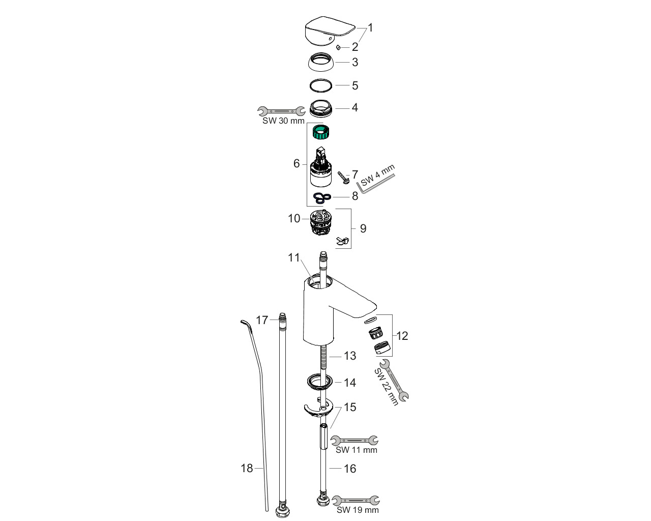hansgrohe logis 100 lowflow 35 l/min úúngreeps wastafelmengkraan met waste chroom afbeelding 2