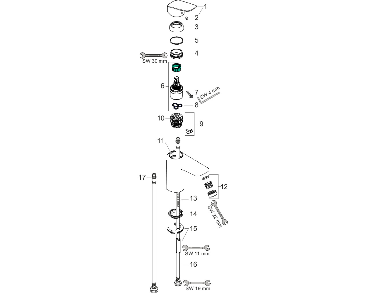 hansgrohe logis ééngreeps wastafelmengkraan 71107000 chroom incl.push open afbeelding 1