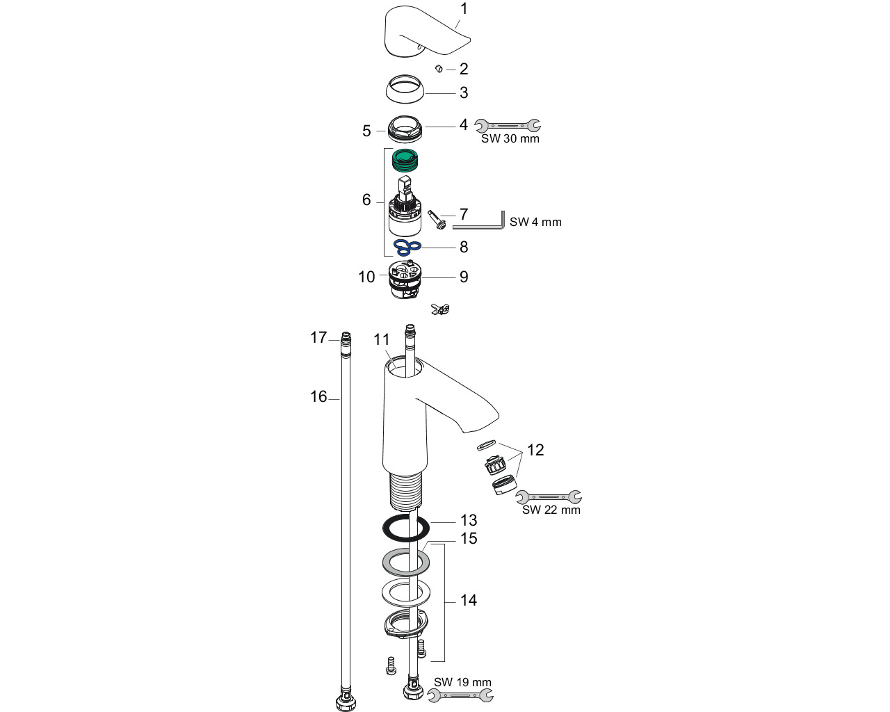 hansgrohe metris wtm 110 lowflow zonder waste afbeelding 2