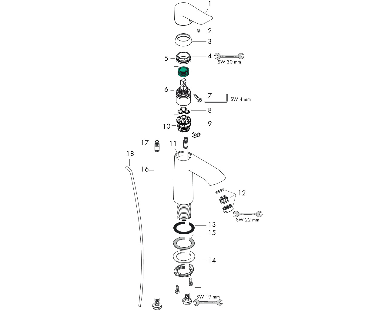 hansgrohe metris 110 watafelmengkraan coolstart 31121000 incl.wastegarnituur afbeelding 2