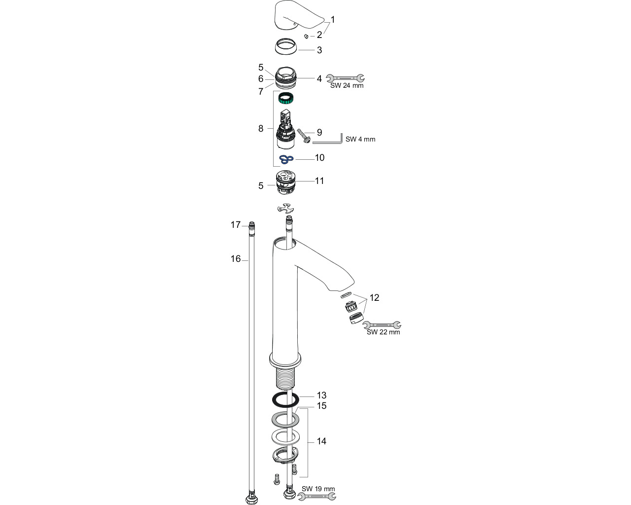 hansgrohe metris highriser 200 zonder waste 31185000 chroom afbeelding 2