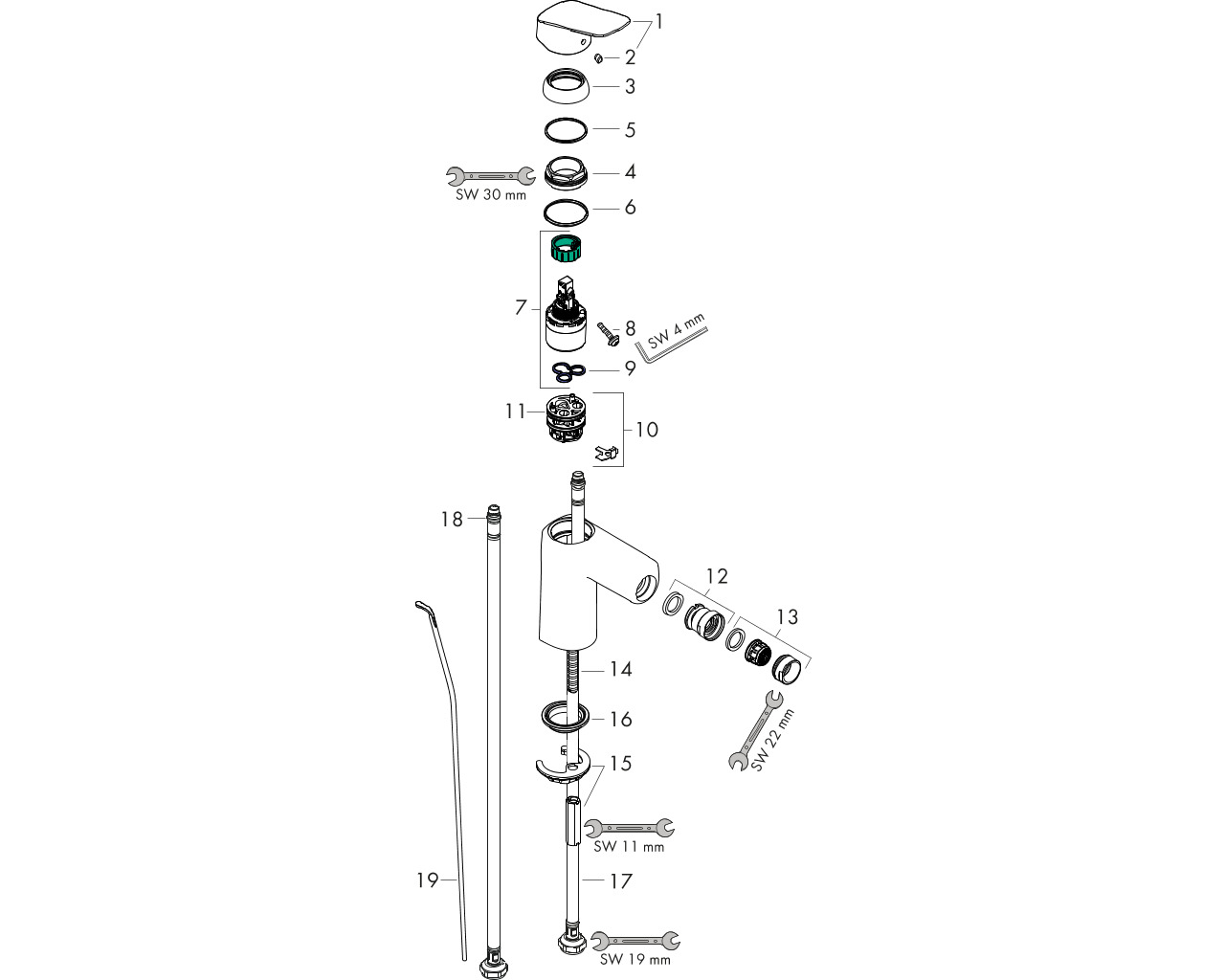 hansgrohe logis bidetmengkraan m.waste 71200000 chroom afbeelding 1