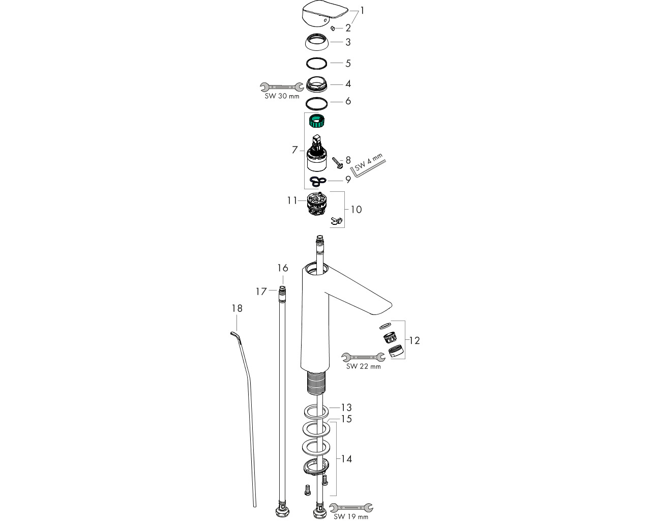 hansgrohe logis wtm 190 1gr met waste chroom afbeelding 2
