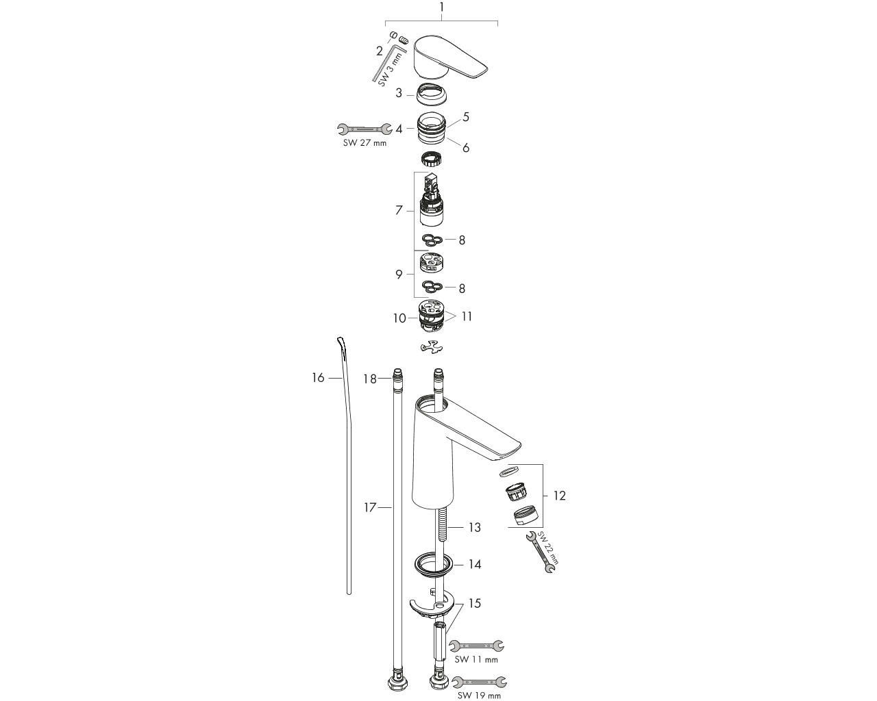 hansgrohe talis e eengreeps wastafelmengkraan 110 lowflow 3.5 l/min met wastegarnituur afbeelding 2