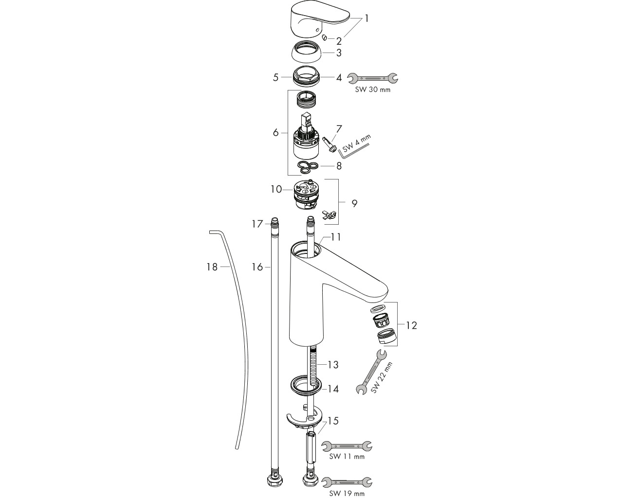 hansgrohe focus wastafelmengkraan 100 lowflow chroom incl.waste afbeelding 1
