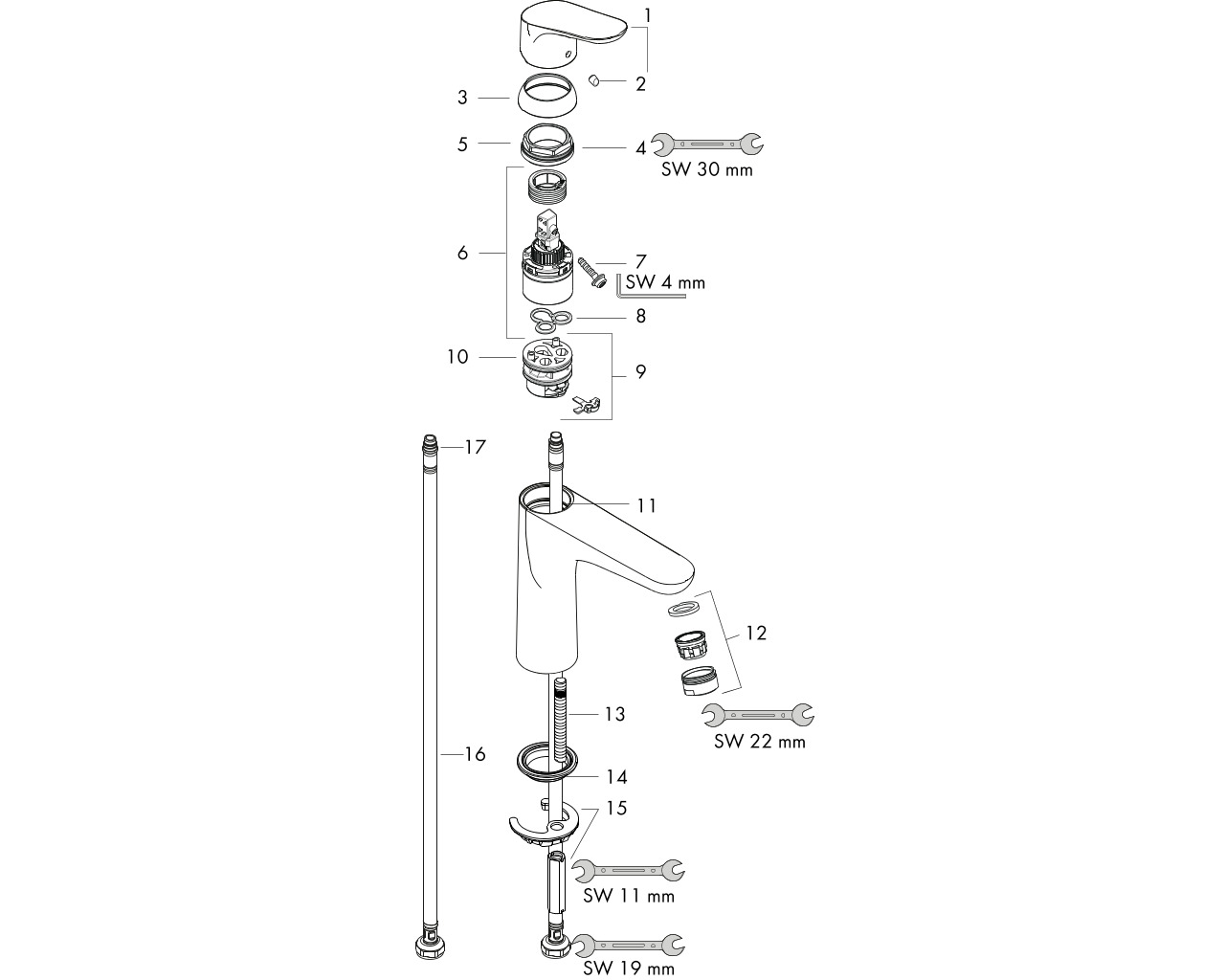 hansgrohe focus eengreeps wastafelmengkraan 100 31517000 zonder waste afbeelding 1
