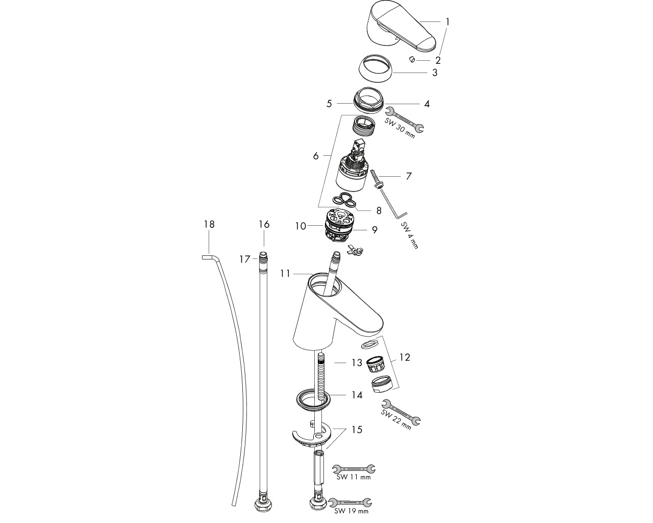 hansgrohe focus 70 wastafelmengkraan coolstart chroom incl. pop-up afvoergarnituur afbeelding 1