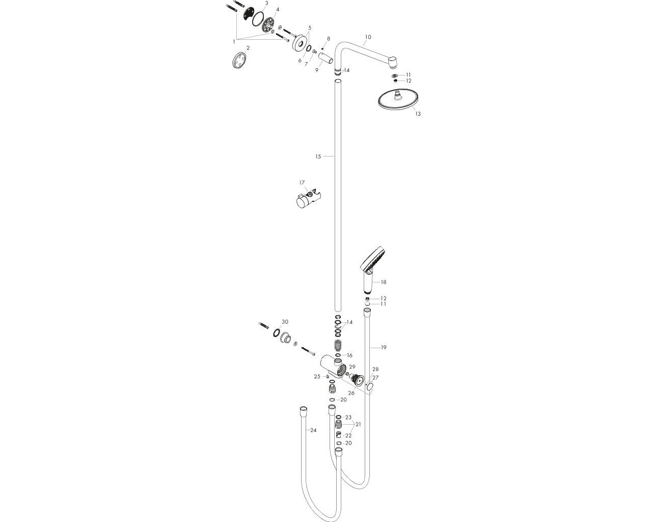 hansgrohe crometta s 240 1jet showerpipe reno ecosmart 9 l/min afbeelding 1