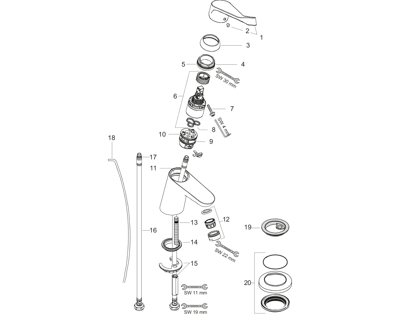 hansgrohe focus 70 care úúngreeps wastafelmengkraan chroom afbeelding 1