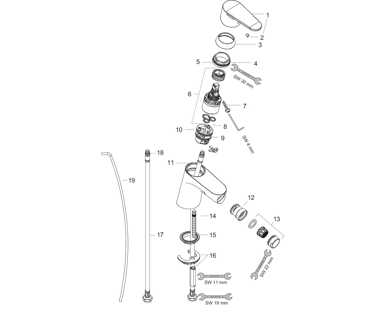 hansgrohe focus e2 bidetmengkraan softpex m/waste 31920000 chroom afbeelding 1