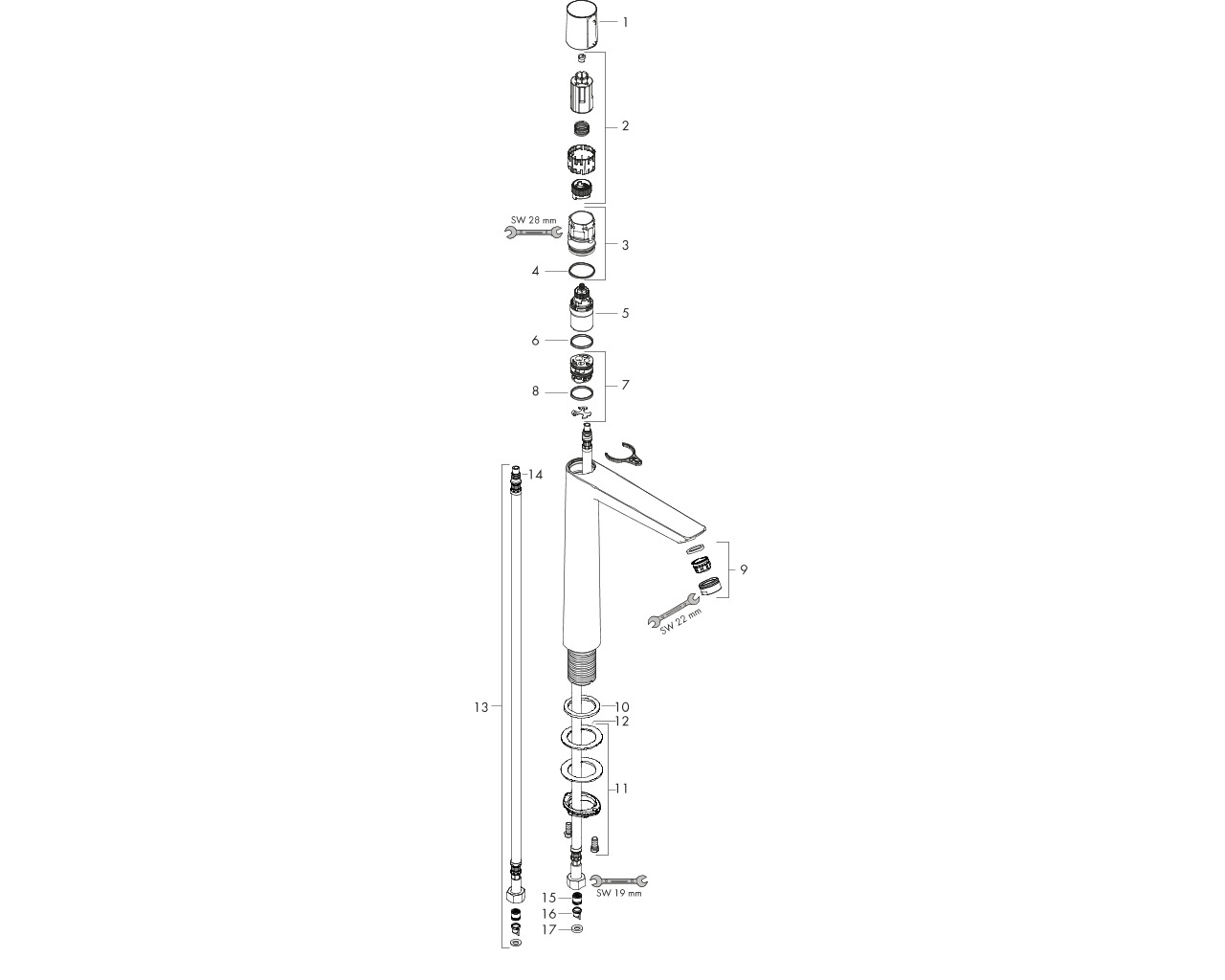 hansgrohe talis select e eengreeps wastafelmengkraan 240 zonder wastegarnituur afbeelding 1