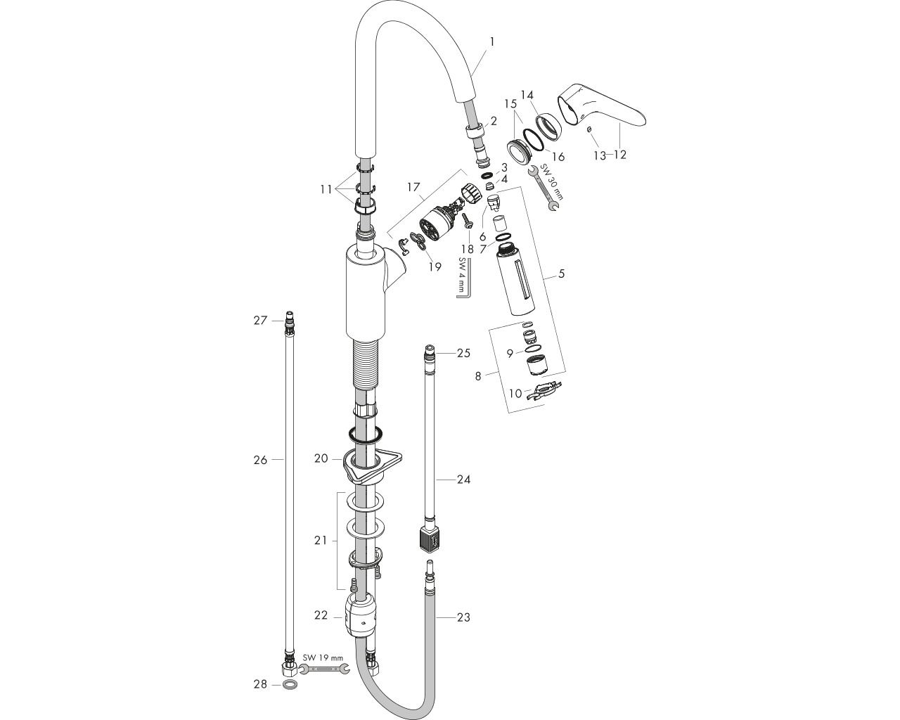 hansgrohe focus kmk + uittrekbare vuistdouche