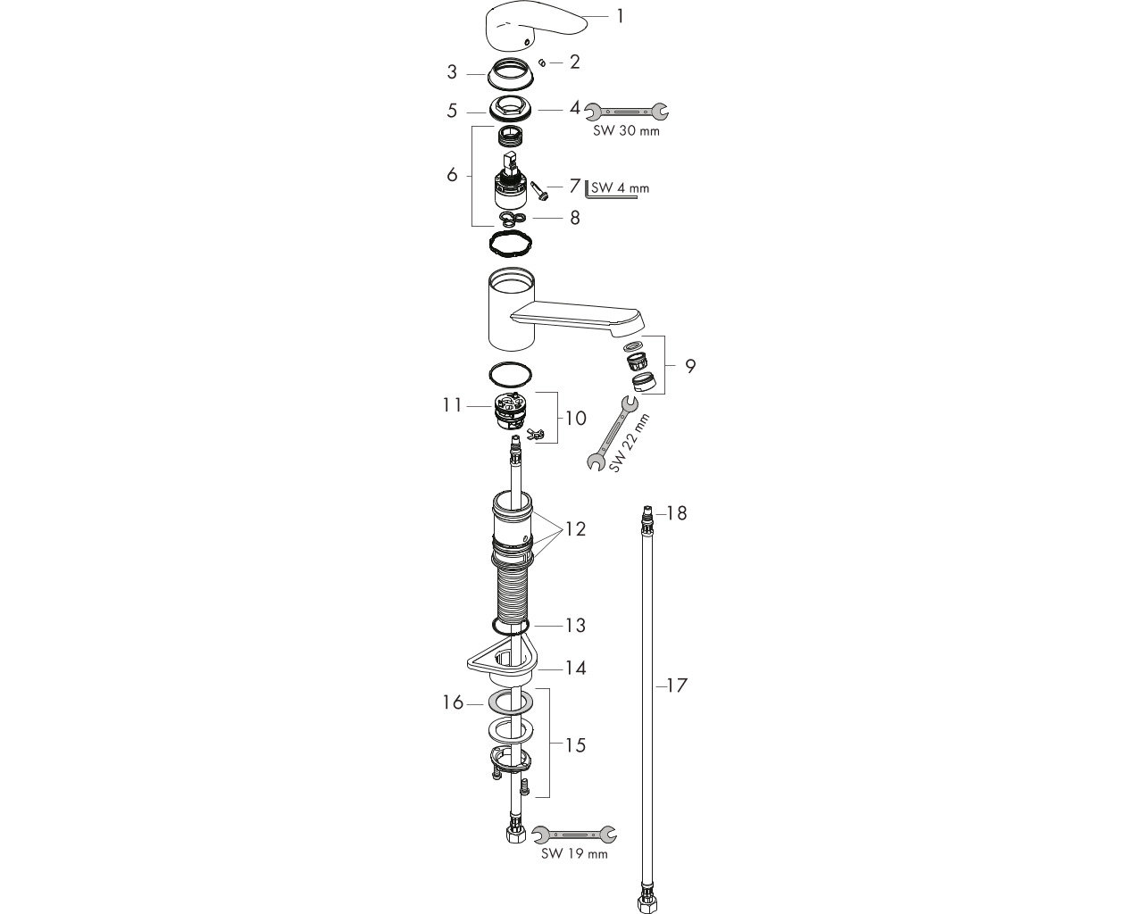 hg m42 m4221-h100 eengreeps keukenmengkraan coolstart ecoclick afbeelding 1