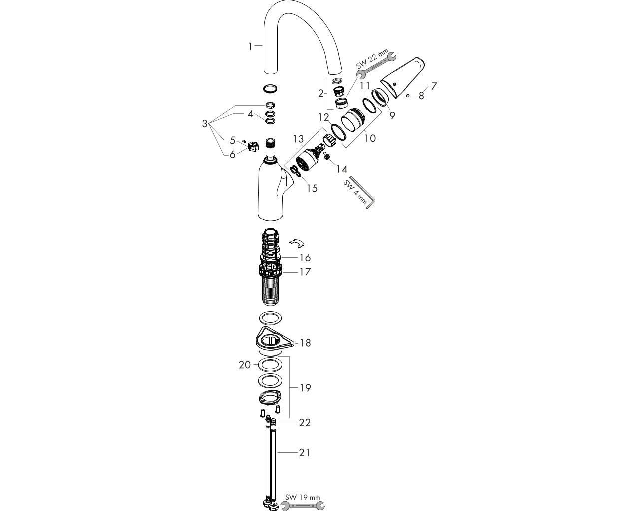 hg m42 m421-h220 eengreeps keukenmengkraan chroom afbeelding 1