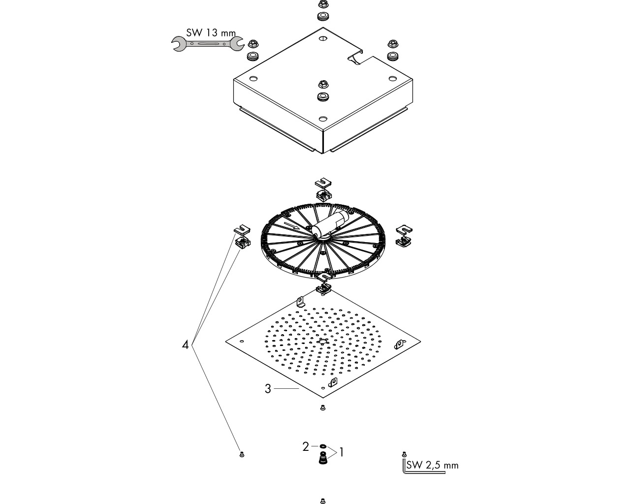 hansgrohe raindance 260x260 afb.deel hd plafond