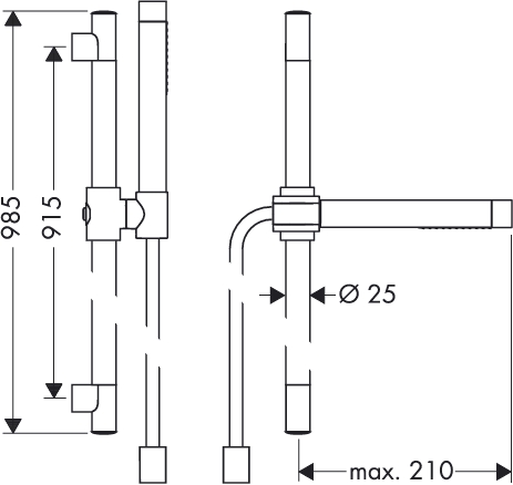 hansgrohe axor starck glijstangkombinatie chroom 27980000 met staafhanddouche afbeelding 3