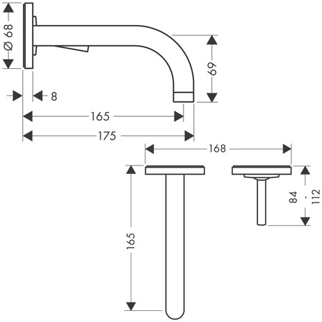 hansgrohe axor uno inbouwwastafelkraan 1-greeps uitloop 165mm chroom 38113000 afbeelding 3