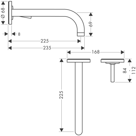 hansgrohe axor uno inb.wastafelkraan kleurset chroom sprong 225mm afbeelding 3