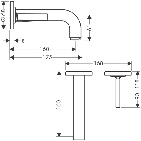 hansgrohe axor citterio inbouw wastafelmengkraan 39113000 chroom afbeelding 3