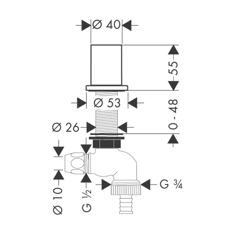 hg ax inbouwstopkraan voor de keuken 10823800 rvs-look afbeelding 2