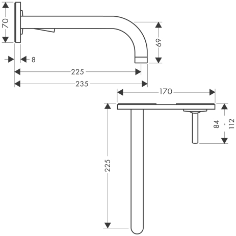 hg axor uno klst eengr.inb.wast.mkr.uitl.225mm pl. chroom afbeelding 2
