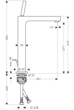hansgrohe axor citterio highriser 39020000 chroom afbeelding 3