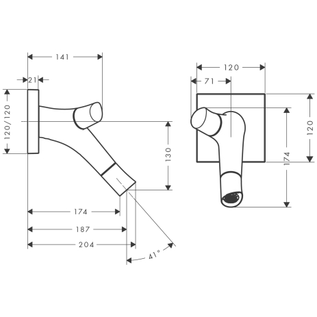 hansgrohe axor starck organic 2gr.wandmengkraan 12015000 chroom afbeelding 3