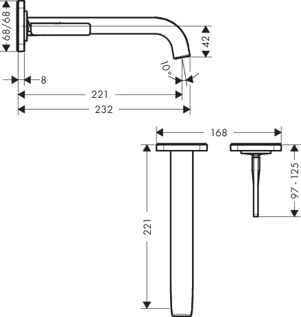 hansgrohe ax citterio e wtm inbouw korte uitloop chr. afbeelding 3