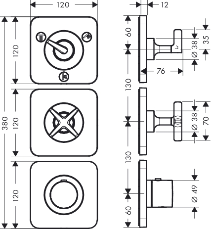 hansgrohe ax citterio e afbouwdeel thermostaatmodule 38x12 chr. 3 functies afbeelding 2