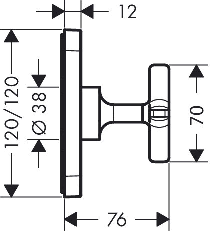 hansgrohe ax citterio e afbouwdeel stopkraan 12x12 chr afbeelding 2