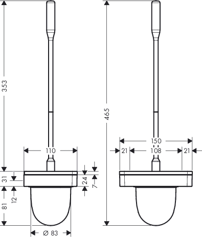 hansgrohe ax universal accessoires closetborstelhouder chr afbeelding 2