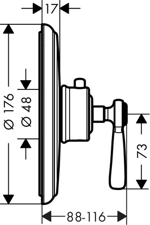 hansgrohe axor montreux afbouwdeel highflow inbouw thermostaat 59 l/min chroom afbeelding 2