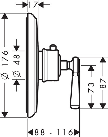 hansgrohe axor montreux afbouwdeel highflow inbouw thermostaat 43 l/min chroom afbeelding 2