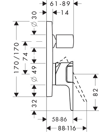 hansgrohe axor citterio e afbouwdeel úúngreeps inbouw badmengkraan chroom afbeelding 2