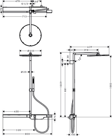 ax showerpipe 800 chroom afbeelding 1