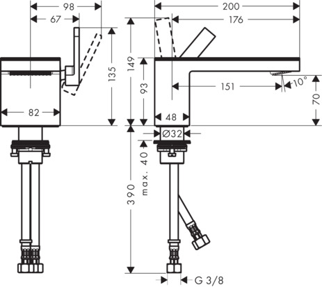 ax myedition eengreeps wastafelmengkraan 70 met push-open waste set afbeelding 2