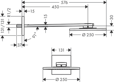 ax showersolutions hoofddouche 250 1jet met douchearm chroom afbeelding 1