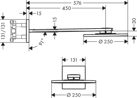 ax showersolutions hoofddouche 250 2jet met douchearm chroom afbeelding 1