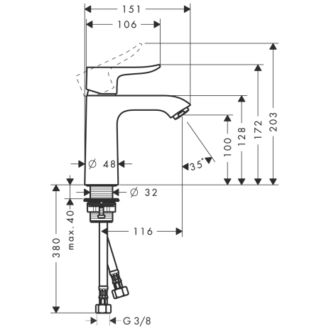 hansgrohe metris wtm 110 lowflow zonder waste afbeelding 3