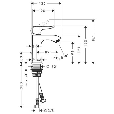 hansgrohe metris fonteinmengkraan 100 31088000 chroom afbeelding 1