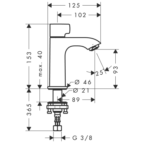 hansgrohe metris toiletkraan 100 31166000 chroom afbeelding 3