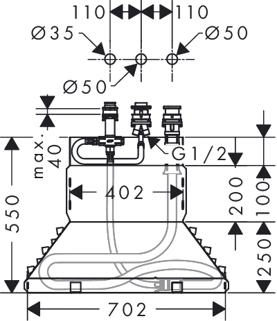 hansgrohe inbouwdeel 3gats 1gr badrandmengkraan 13437180