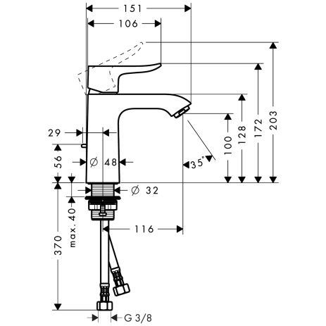 hansgrohe metris wtm 110 lowflow met waste chr afbeelding 3