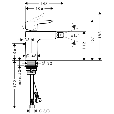 hansgrohe metris bidetmengkraan 31280000 chroom afbeelding 1