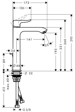 hansgrohe metris highriser 200 31183000 chroom afbeelding 3
